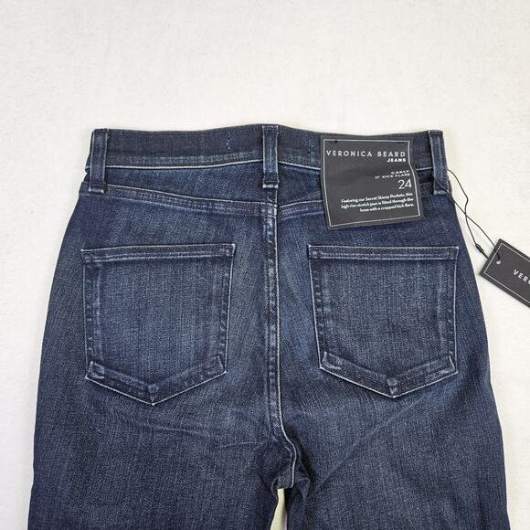 Veronica Beard Women 24 Carly 11" Kick Flare Jean Dark Wash Blue Modern Designer - Picture 10 of 16